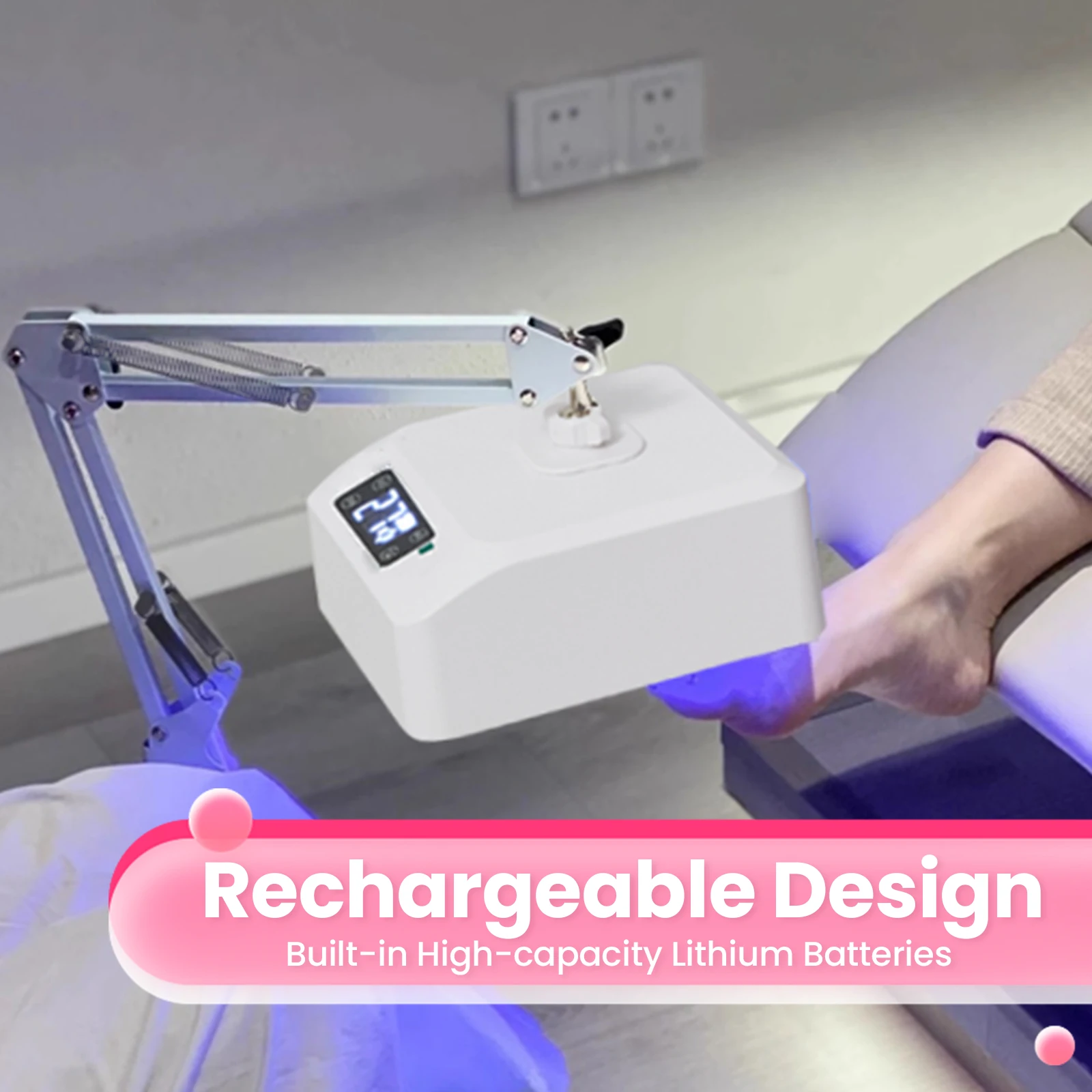 48W New Pro Pedicure UV Lamp LED High-Power Foot UV Curing Light Rechargeable Gel Nail Dryer with Foot Switch for Pedicure Nail