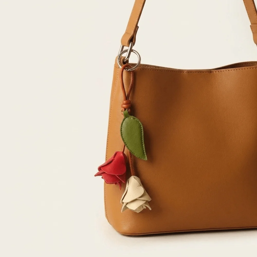 Cute Leather Tulip Bag Pendant Hanger Leaf Bag Charm Korean Style Multi-color Bag Decoration Bag Accessory