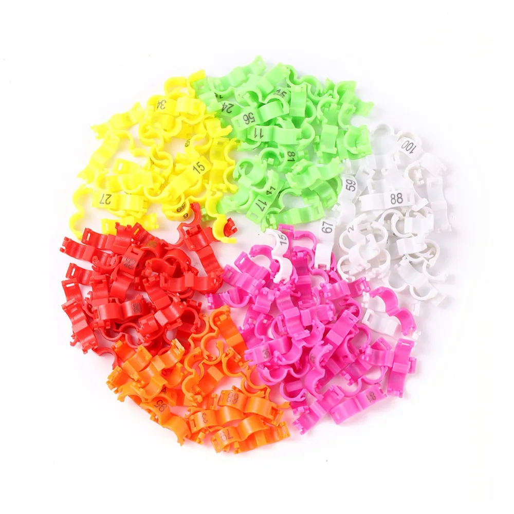 100Pcs Multicolor Bird Foot Ring ID2.7/3/4/4.5/5mm Canary Parrot Pigeon Bird Clip Ring With Word Leg Ring