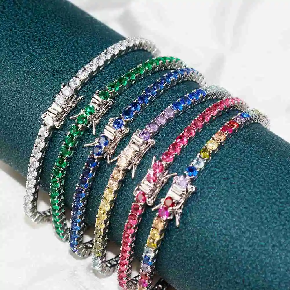 Moissanite S925 Hot Sale 925 Sterling Silver Fine Jewelry Charm Bracelet High Quality Trend Zircon Luxury Diamond Tennis