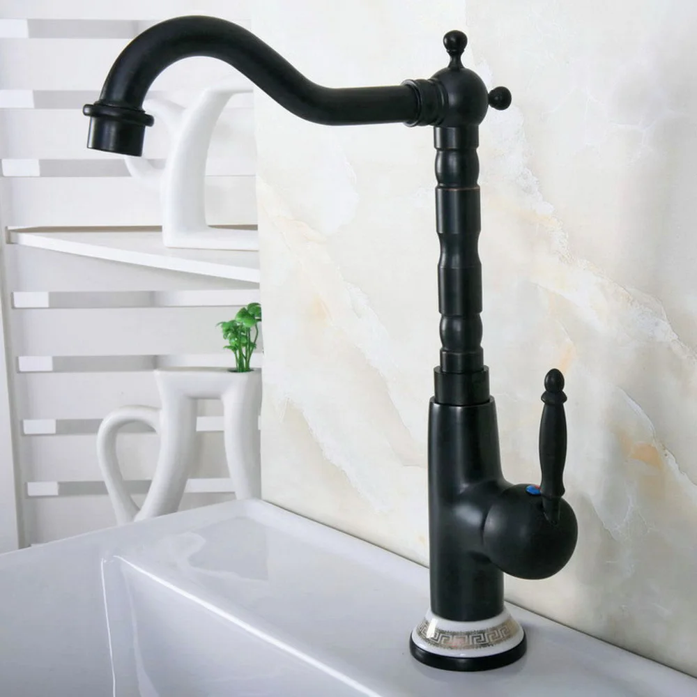 

Basin Faucets Brass Bathroom Sink Water Faucet 360 Rotate Swivel Faucet Mixer Single Holder Single Hole Black Mixer Tap Bnf654