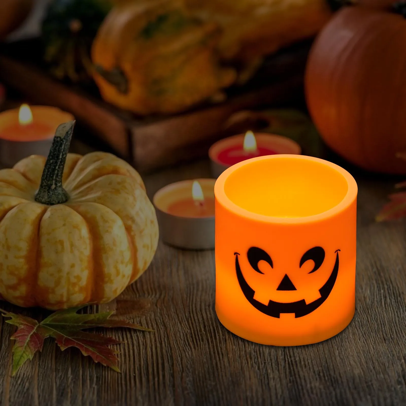 

2 Pcs Grimface Light LED Lamp Lights Pumpkin Plastic Electronic Halloween