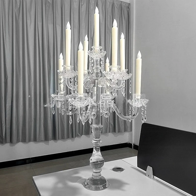 Roman Column Crystal Windproof Candle Holder Vintage Wedding Table Ornament Large Glass Decor Tool
