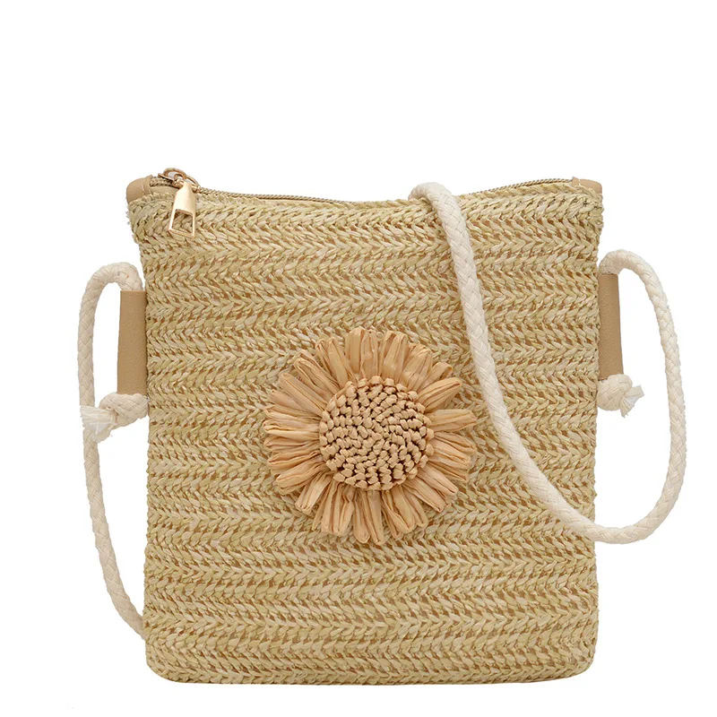 New Round Straw Women's Bucket Bag Casual Handmade Woven Rattan Shoulder Crossbody Bags Summer Female Vacation Beach Hand Bags