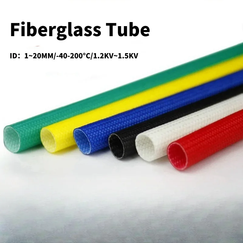 1/3/5M Fiberglass Tube ID 1 ~ 20mm Silicone Resin Braided Wire Sleeve Flame Resistant Fiber Glass Insulate Cable Pipe Protect