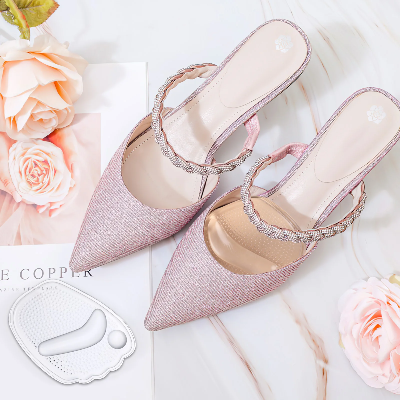 

3Pairs Front Foot Pads Heel Inserts Women Shoes Insoles Damping Silicone Forefoot Support Absorption Reusable