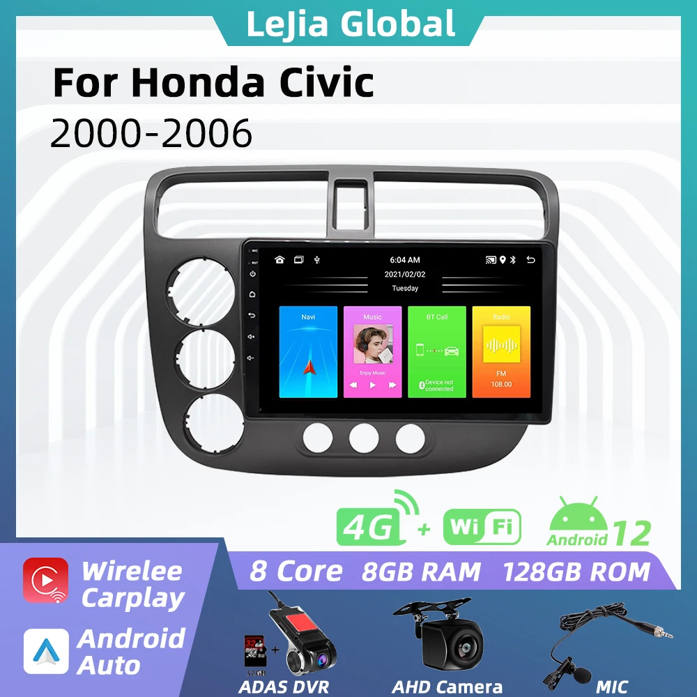 

2 Din Car Radio for Honda Civic 2000-2006 Android Car Stereo Multimedia Player Navigation WIFI FM GPS Audio Autoradio Head Unit