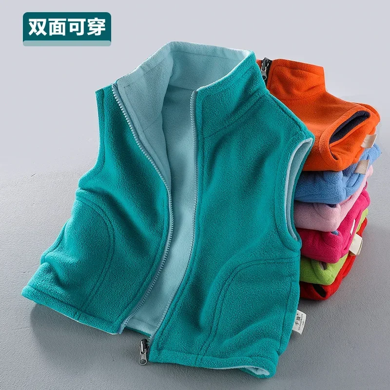 Teenager Outerwear Waistcoats Sleeveless Jackets Children's Vest for Boy Girl Polar Fleece Baby Kids Vest Warm Winter E3972