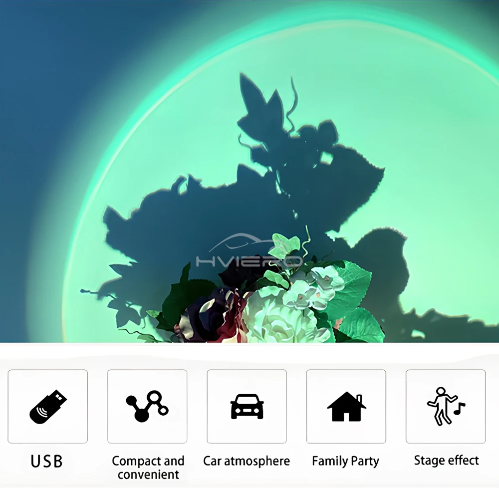 Lámpara Led de puesta de sol con interfaz UAB, proyector de fondo de neón de arcoíris, decoración de habitación, red de ambiente, luz Flexible colorida roja, 1 Uds.