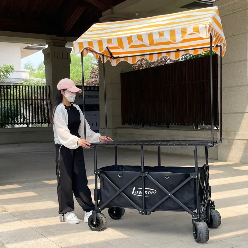 New Camper Car Modified Stall Mobile Egg Roll Table Board Night Market Snack Cart with Awning Lift and Fold Design