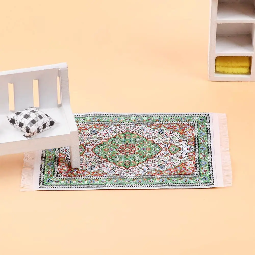 1:12 Scale Mini House Decor Playing House Doll Accessories Floor Coverings Dollhouse Carpet Miniature Weaving Rug