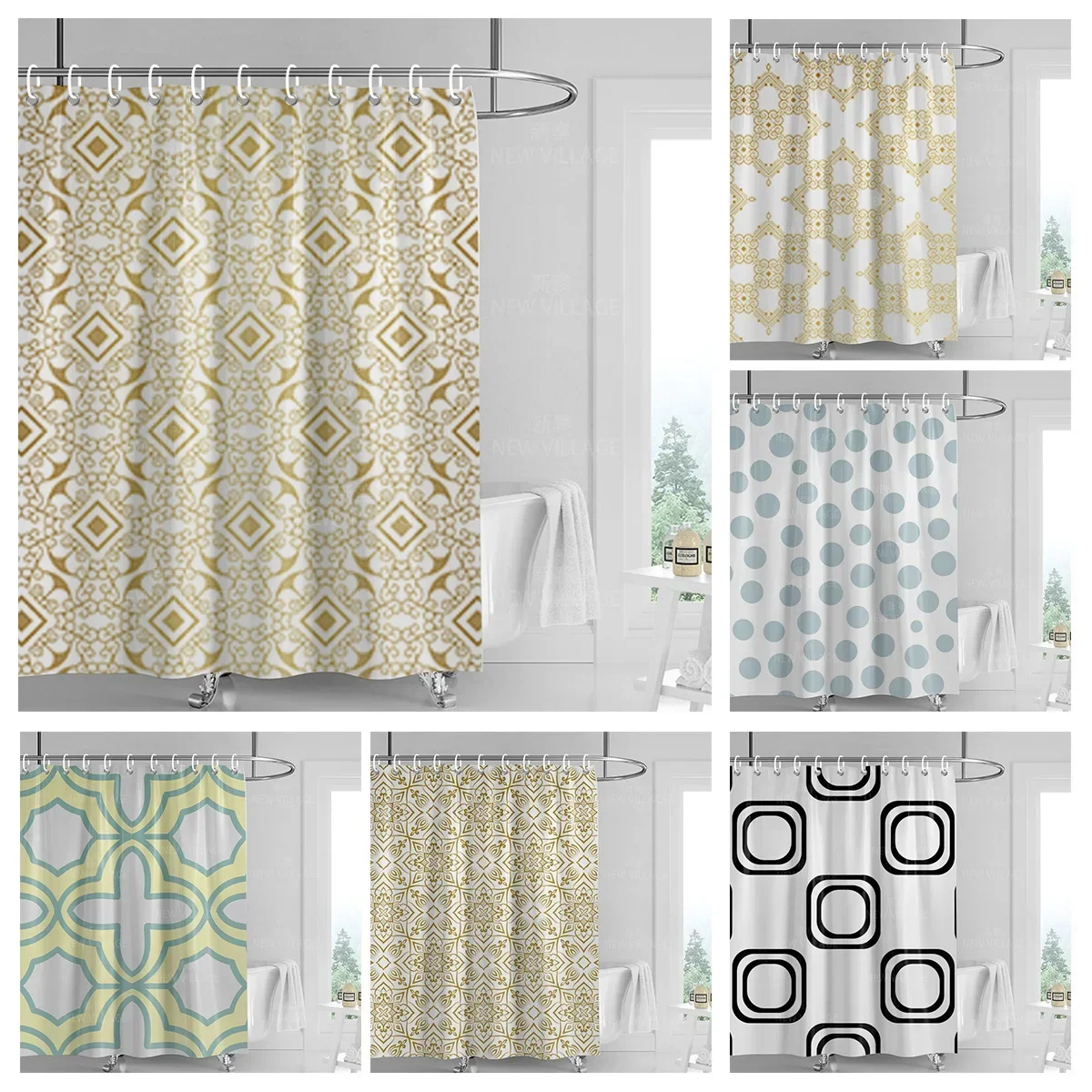 

Украшение дома, занавески для душа, водонепроницаемая занавеска для ванной комнаты, ткань для гостиной, современный скандинавский современный геометрический узор, простой