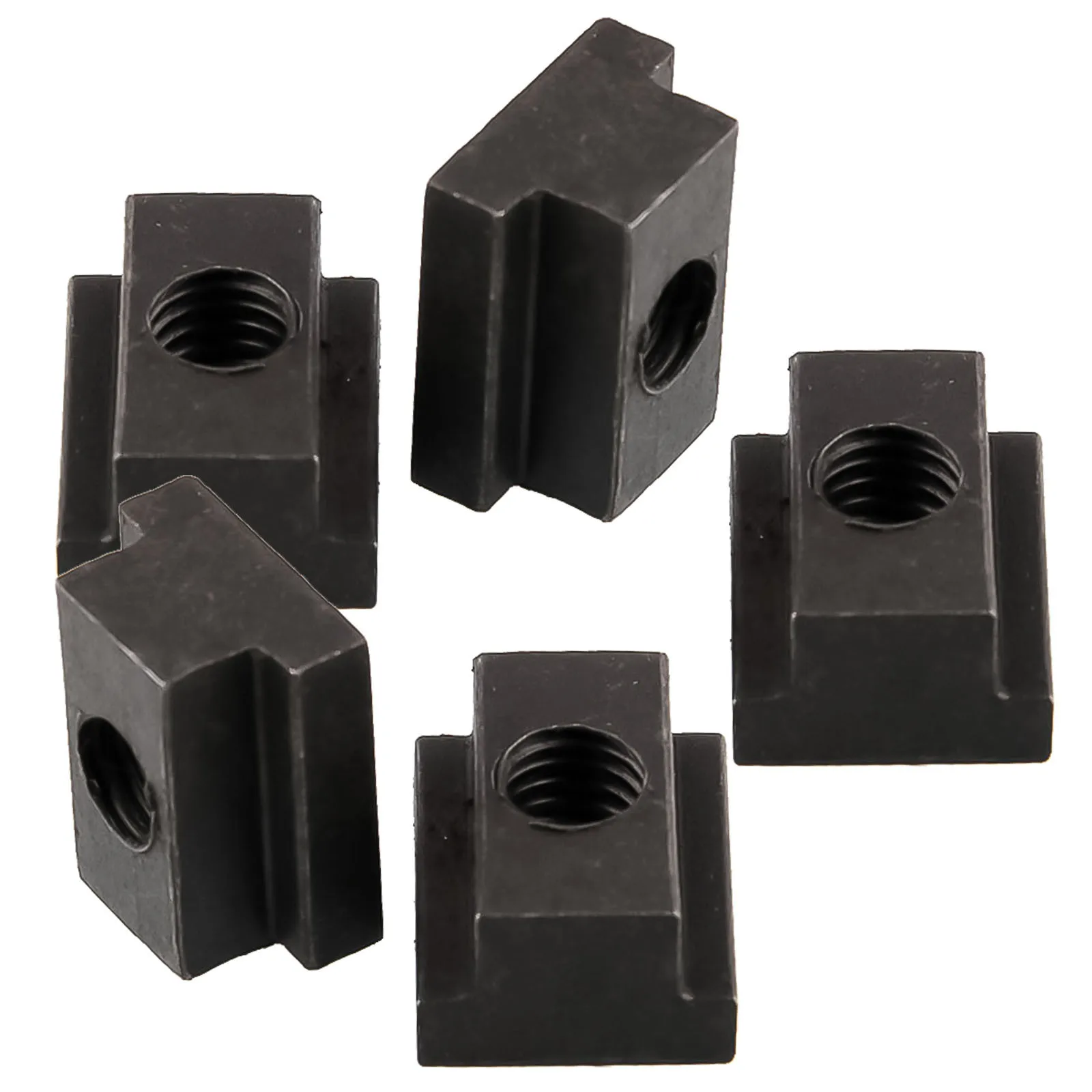 

5pcs T-Slot Nuts T Sliding Flat Nut Block For Truck Bed 3/8-16 Threads Black Oxidation Anti-Rust Aluminum Fasteners Hardware