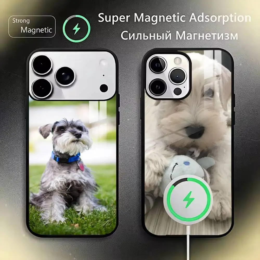 

Cute Mini Schnauzer Puppy Phone Case For iPhone17,16,15,14,13,12,11 Plus,Pro Magnetic with Magsafe Wireless Charging