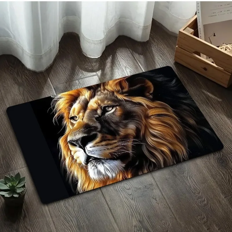 الأسد الأسود منقوشة مدخل حصيرة الرجال غرفة الديكور سجادة غرفة معيشة الحمام المضادة للانزلاق البساط ديكور المنزل #2