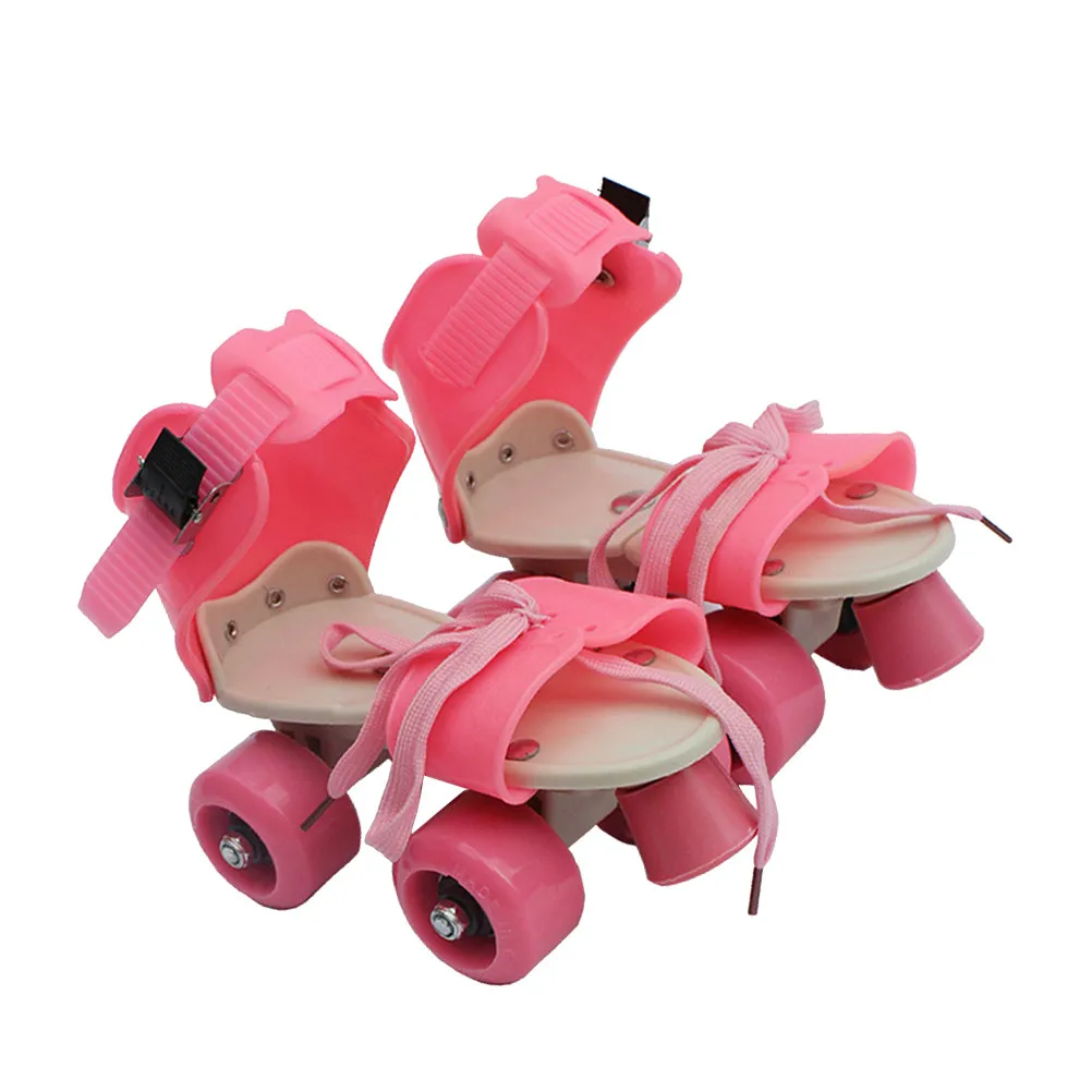 

Коньковые роликовые кроссовки с четырьмя колесами в два ряда, регулируемым ремешком на щиколотке и универсальной шнуровкой, размеры 25-32