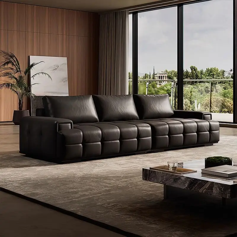 Italian leather sofa modern simple light luxury living room size straight row Lawrence one piece AliExpress