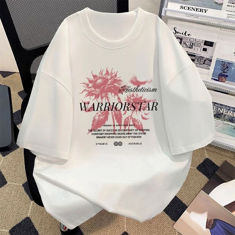 

2025 Summer Latest Luxury Brand Y2K Top T-shirt Pure Cotton Printing Large Size Round Neck Casual Men's and Women's Top T-shirt