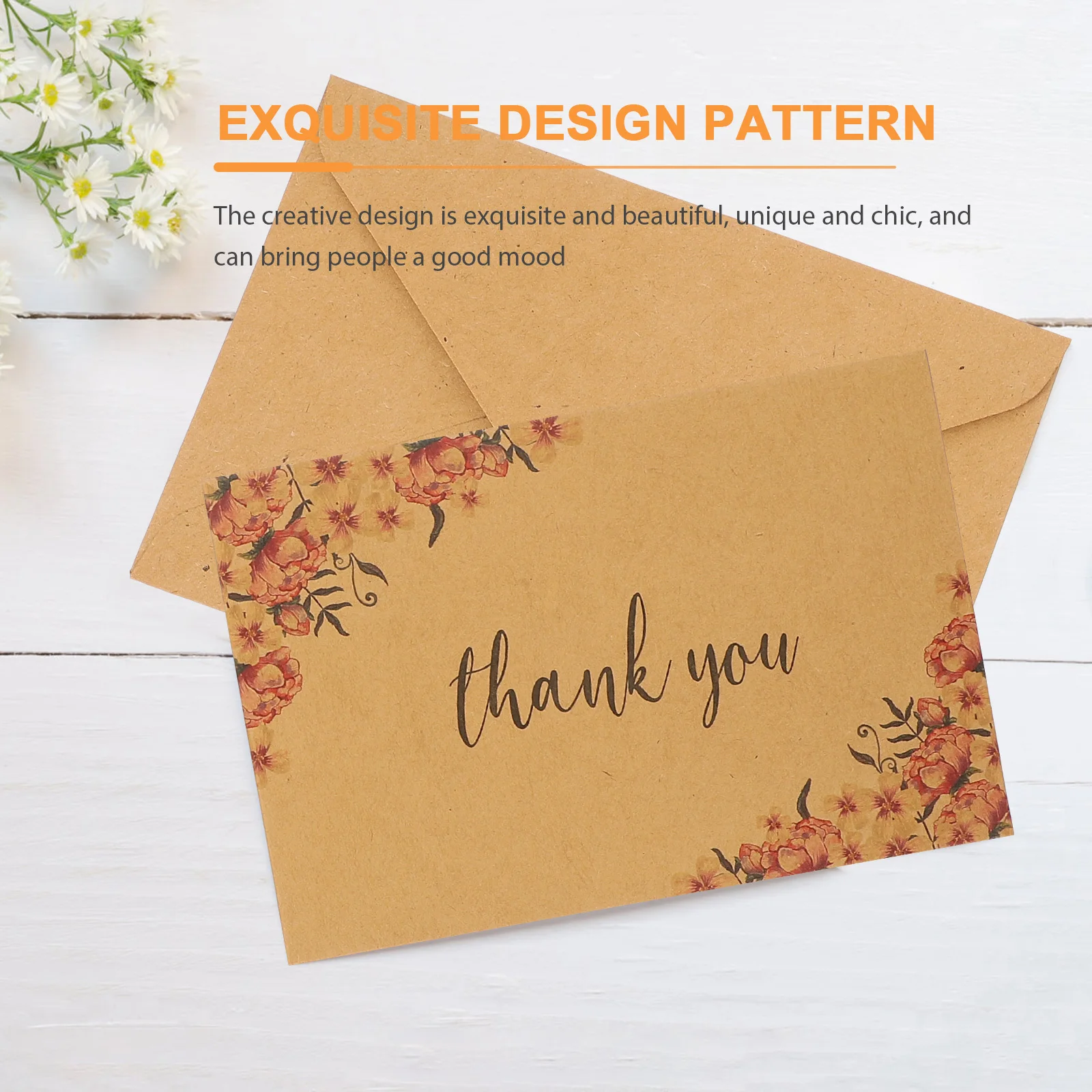

10Pcs Vintage Thank You Cards Kraft Paper Simple Chic Design Suitable for Parties Greeting Sending Blessings Set