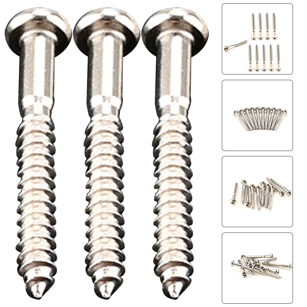 

10 Pcs Bass Guitar Bridge Screws Musical Instrument Tremolo Parts Electric Silver Metal