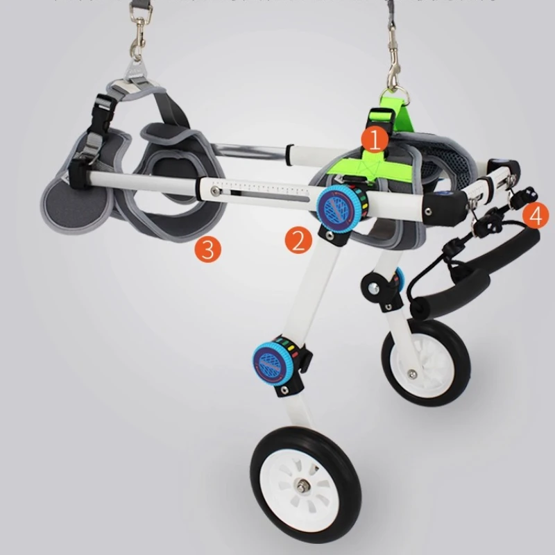 كرسي متحرك للحيوانات الأليفة قابل للطي للكلاب والقطط سبائك الألومنيوم الساق الخلفية التنقل المعونة قابل للتعديل عربة إعادة التأهيل لتدريب الكلاب