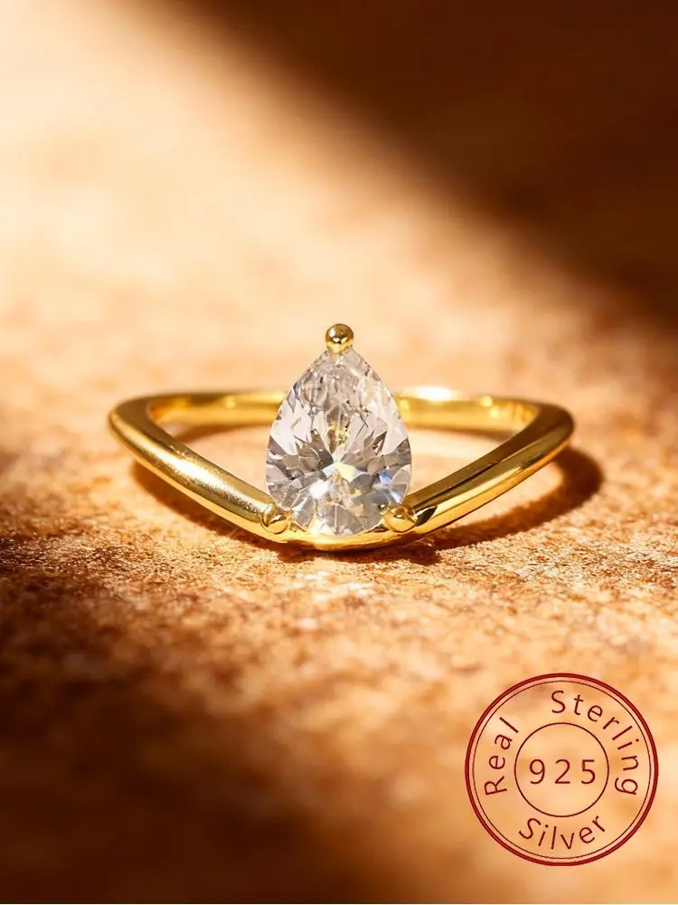 

Кольцо из стерлингового серебра 925 пробы V-образной формы в стиле минимализм с гладким цирконом для женщин, помолвка, годовщина свадьбы, высокое качество, ювелирные изделия