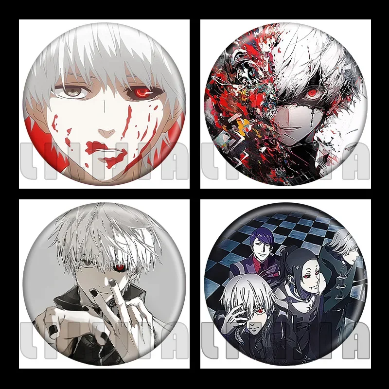 5.8cm Cartoon Lovely Brooches Kaneki Ken Yoshimura Kuzen Arata Kirishima Figure Badge Fashion Enamel Pin Accessory Student Gift