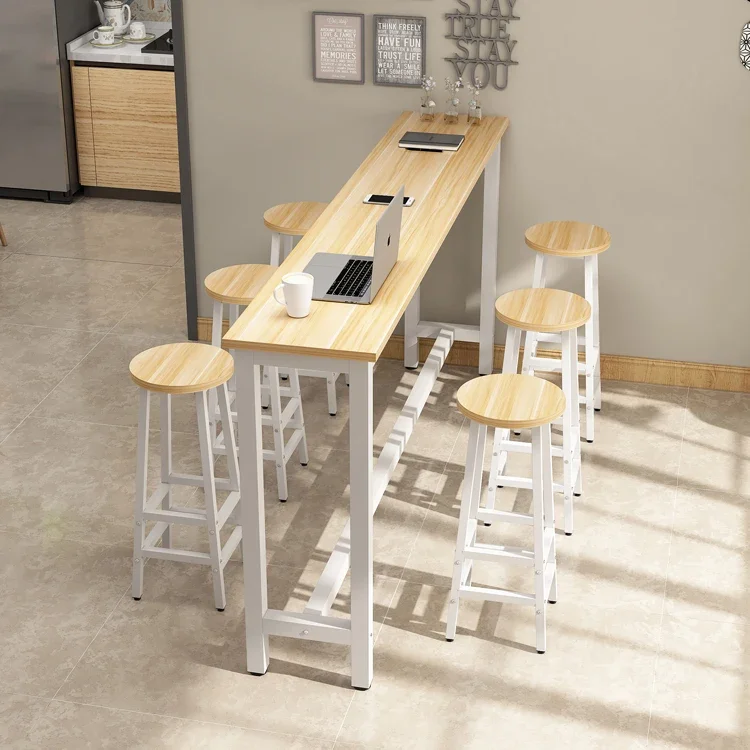 New Designmodern Wood Home Kitchen Hotel  Fastfood Restaurant Tables Height Bar Table and Stools