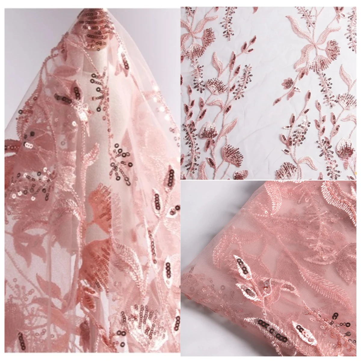 

Сетчатая ткань с вышивкой розового бисера в духовке и вышивкой блестками для сценических платьев и декоративной ткани для костюмов