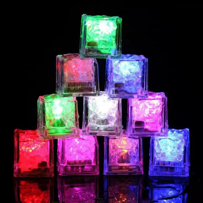 LED Light Glowing Ice Cubes, Touch Sensitive Lights, Bar Atmosphere Light, Lighting in Water, Juice, Wine, Drinking Glass, 12 PC