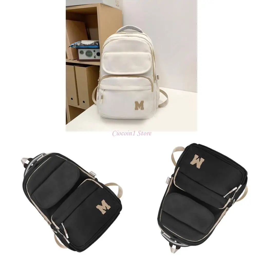 

Y1UB Teenager School Backpack Japanese Harajuku Large Capacity Daypack Multiple Pocket Letters School Bag for Boys and Girls