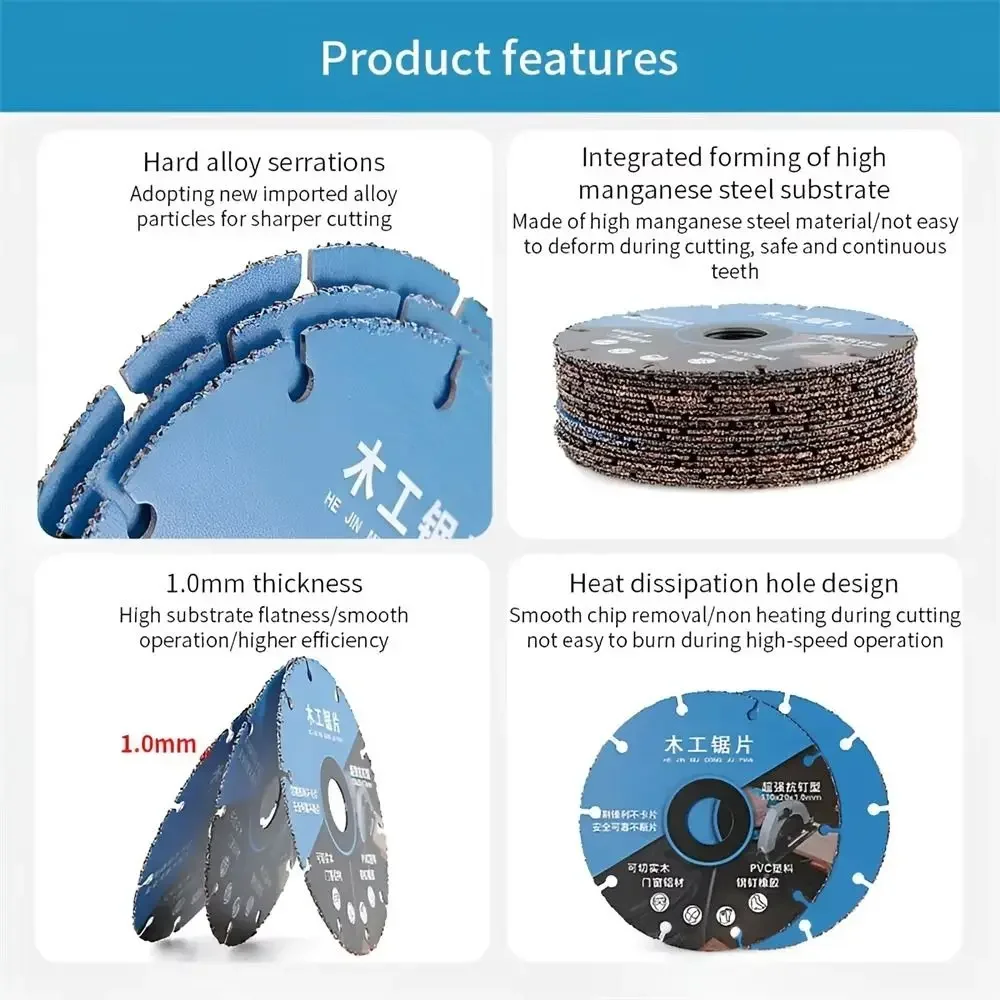 New 110mm Wood Cutting Disc Ultra-thin Circular Saw Blade Blue Wood Angle Grinder Wood PVC Steel Rubber