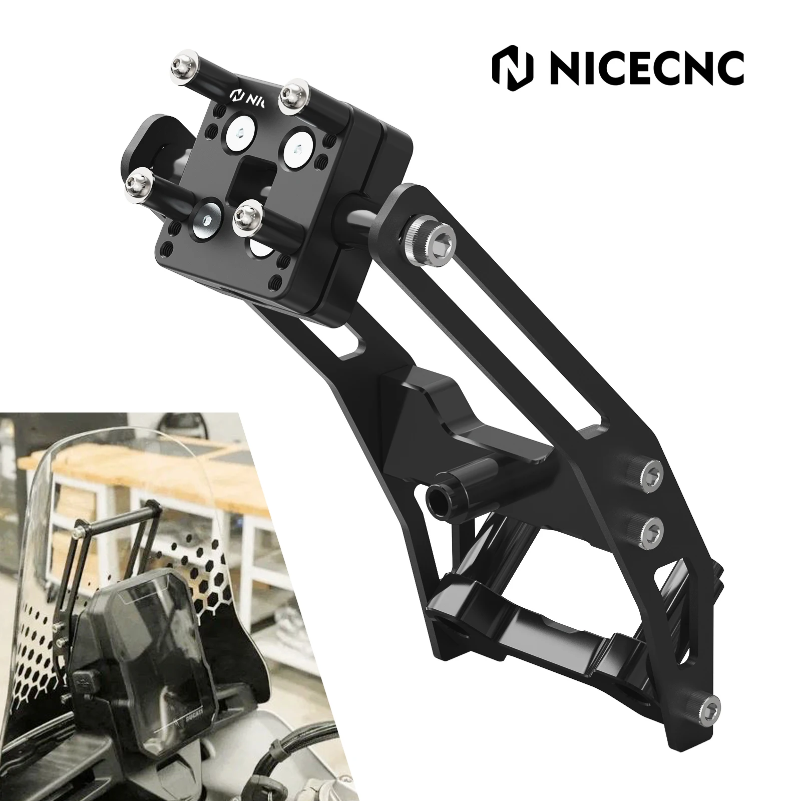 

NICECNC Motorcycle Navigation GPS Support Bracket for Ducati Desert X 2022 2023 2024 DesertX Phone AMPS Pattern Mount Bracket