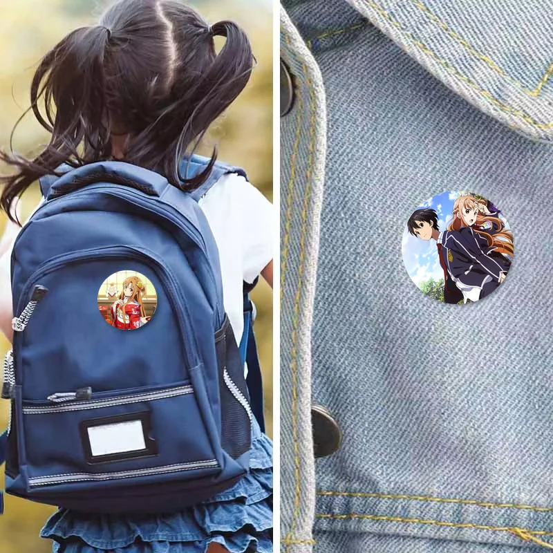 أنيمي السيف الفن على الانترنت جولة سبيكة دبابيس يوكي Asuna الكرتون الشكل صفيح شارات لعبة المينا دبابيس ظهره الحلي الهدايا