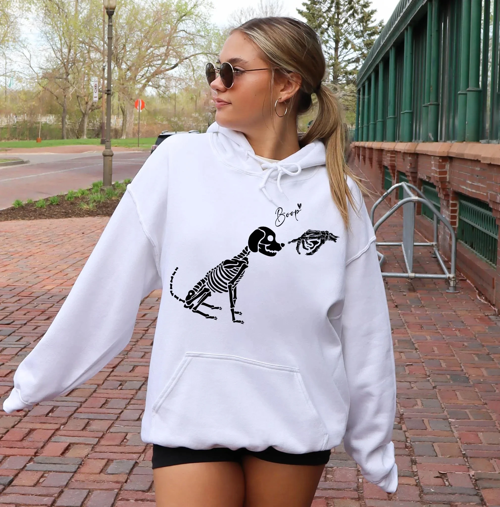 

Dog Skeleton Halloween Hoodie Sweatshirt Women Long Sleeve Sweatshirt Pullover Tops Fashion Casual Autumn Clothing
