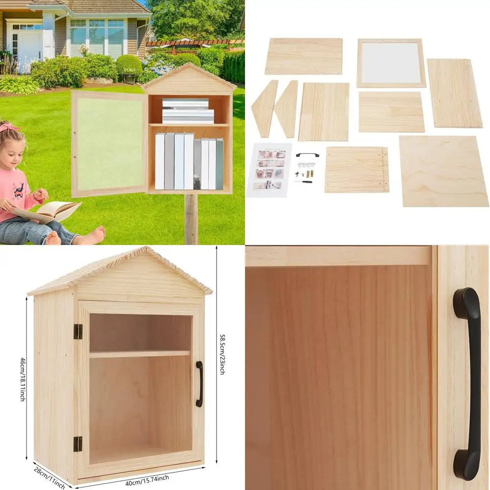 

Outdoor Waterproof Solid Wood Book Exchange Cabinet for Community and School Book Sharing