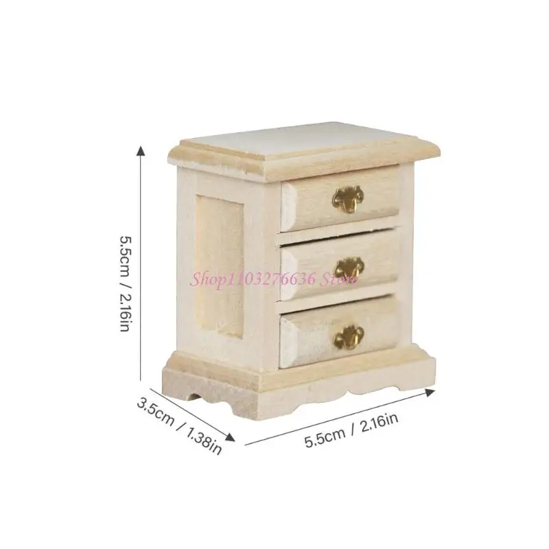 R6FD 1/12 بيوت الدمى خزانة جانبية مصنوعة يدويًا نموذج مصغر تصميم درج الأثاث