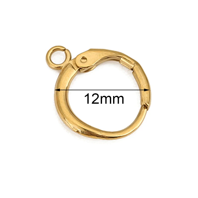 10 sztuk PVD nigdy nie znikają kolczyki ze stali nierdzewnej haczyki z pętelką 12mm hipoalergiczne zatrzaski do kolczyków dokonywanie biżuterii Accesorios