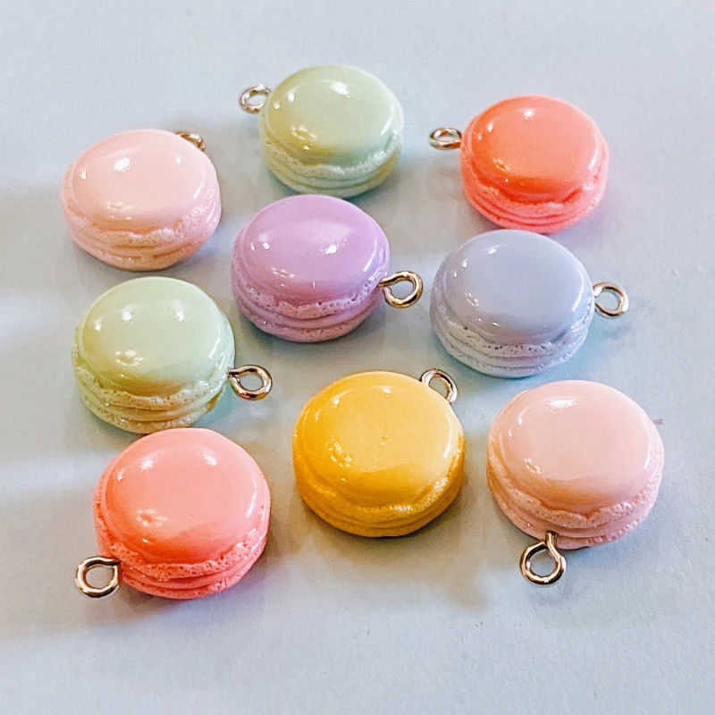 10pcs Cute Macaron Round Hamburger Resin Charms For Jewelry Making Necklace Keychain Earrings Pendants DIY Supplies Accessories