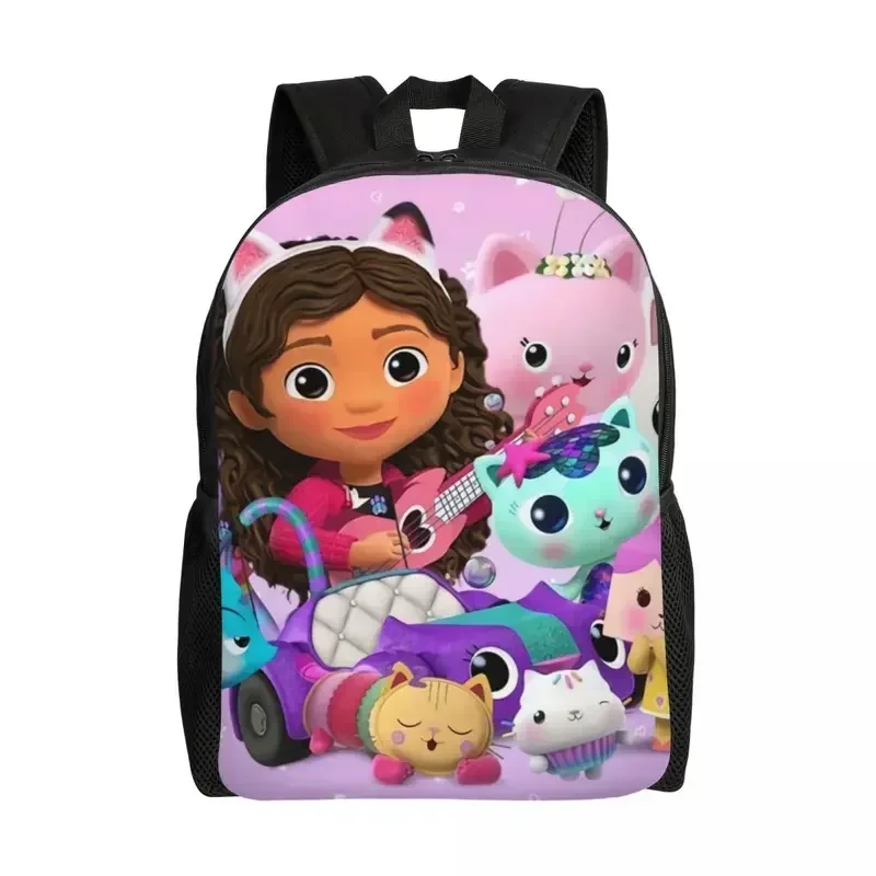 

Cartoon Gabbys Dollhouse Travel Backpack Women Men School Computer Bookbag Gabby Mercat College Student Daypack Bags