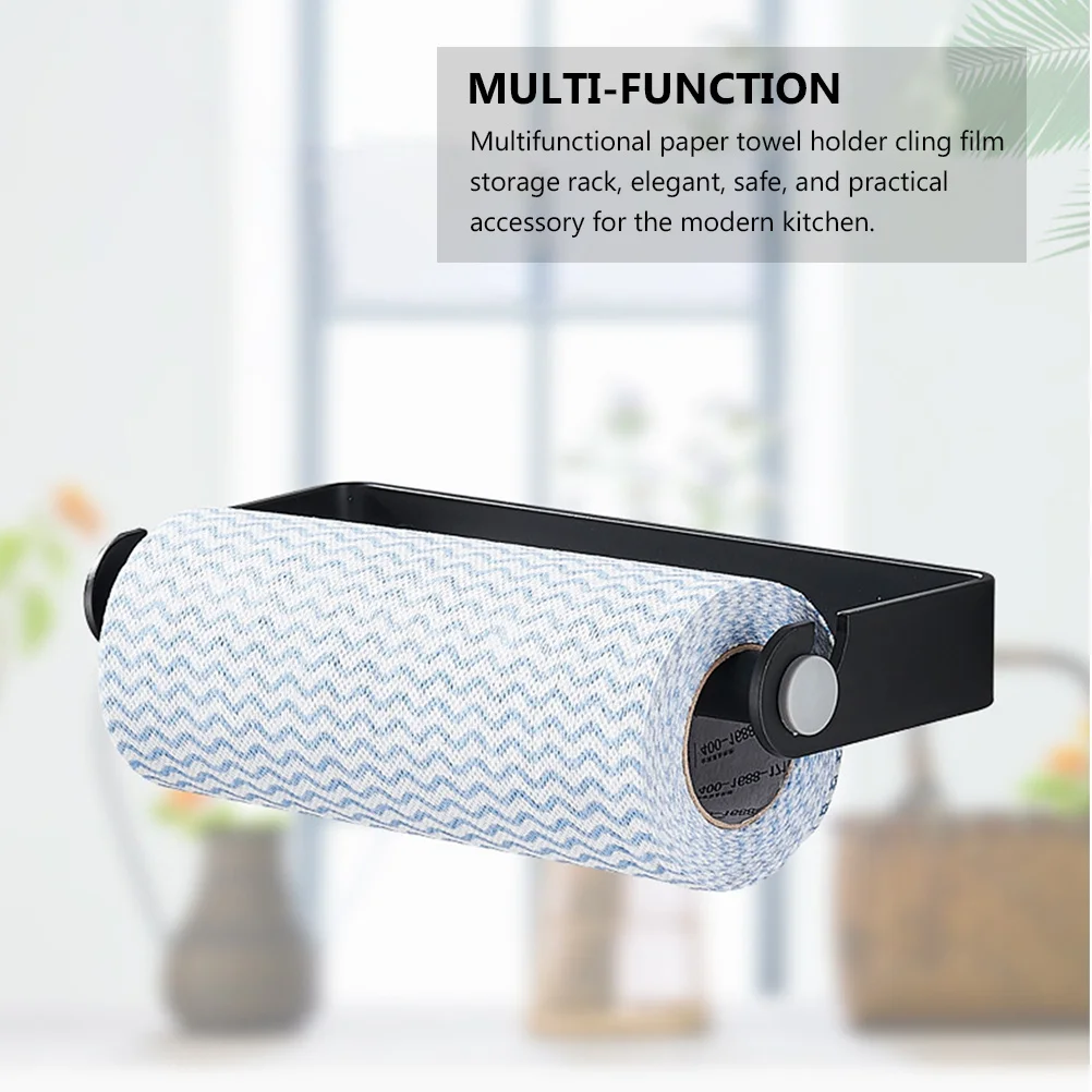 

Elegant Practical Roll Paper Holder Aluminium Alloy Kitchen Accessories Cling Wrap Oil Blotting Paper Storage Rack No Drill