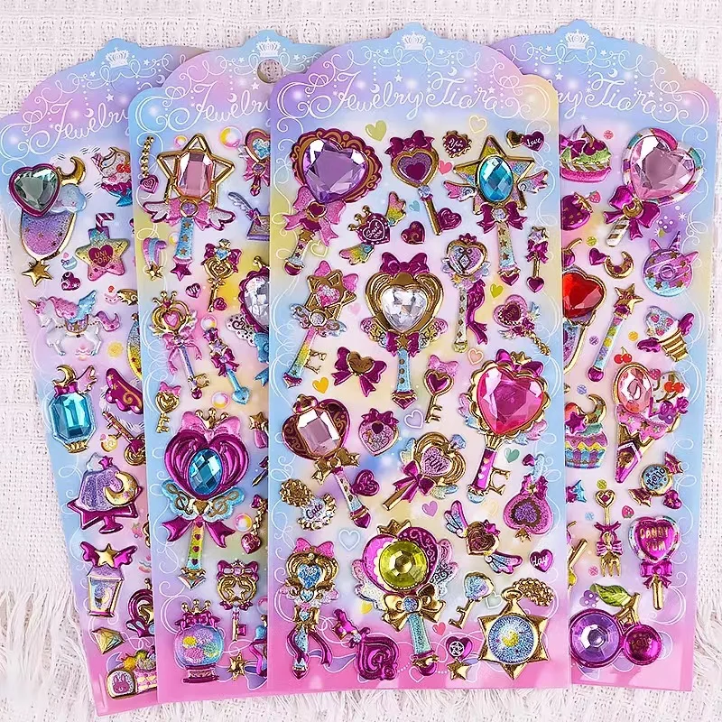 Children's 3D Crystal Sticker Gem Diamond Stickers Colorful Diamond Decor Handmade Paste Painting Laser Girl Princess