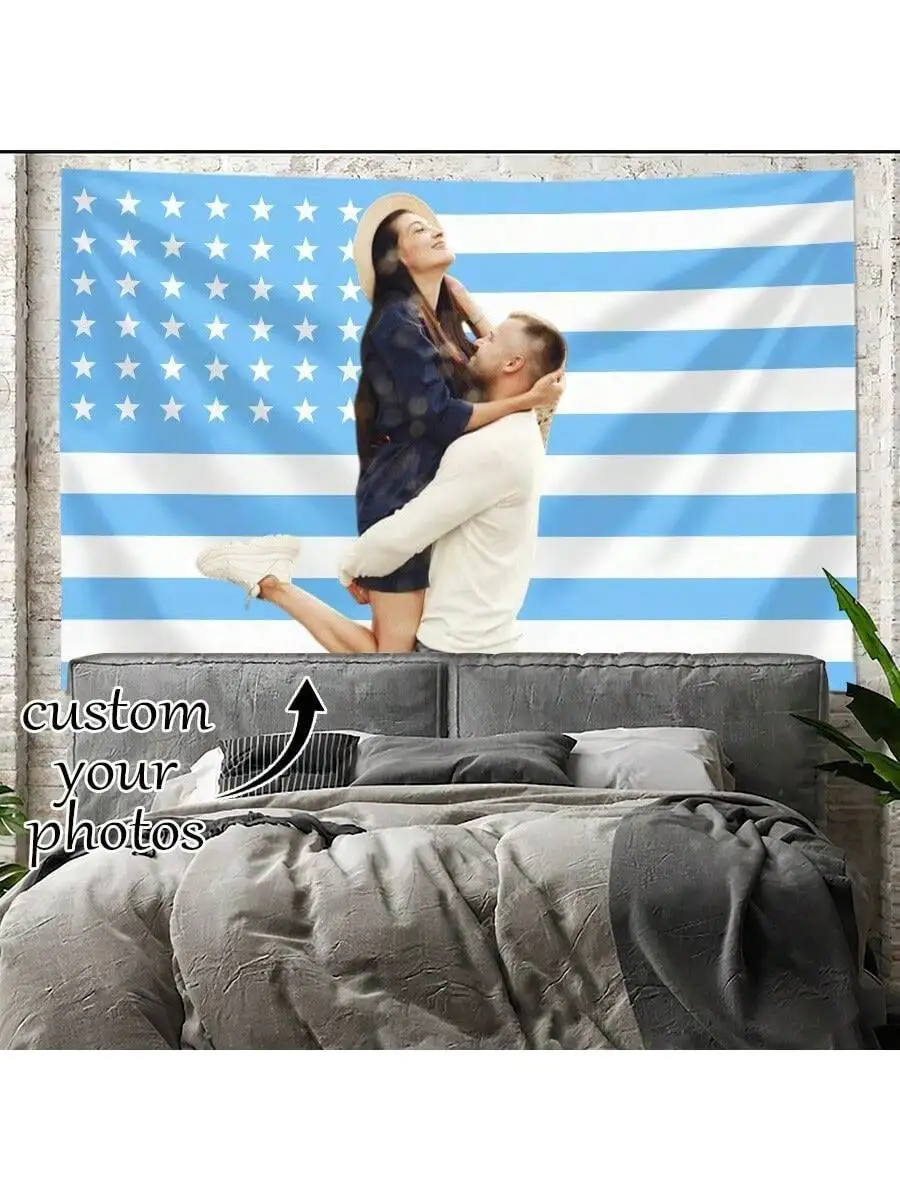 1PC Custom  American Flag Personalized with Your Image, Fun Tapestry Poster for Decorating Clubs, Wall Hanging Decor