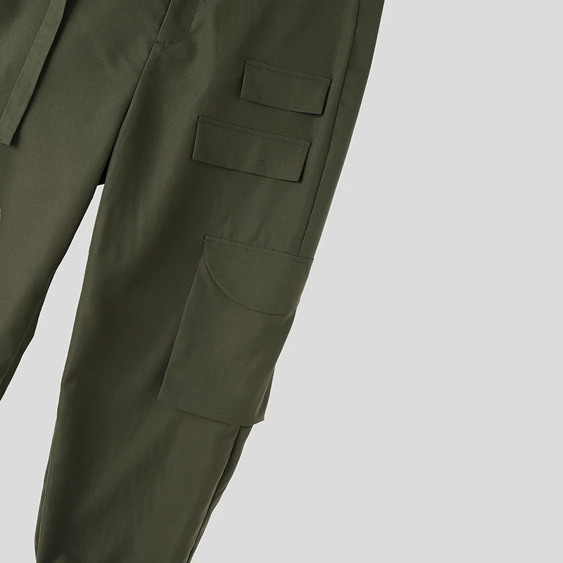INCERUN Men Pants Solid Button Hollow Out Fashion Cargo Pants For Man Streetwear Joggers 2026 Fashion Casual Trousers Pantalones