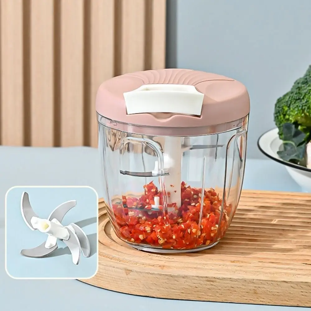 500/900ML Manual Pull Crusher Portable Rotate Design Food Chopper Multifunctional Easy Operation Garlic Chopper Kitchen