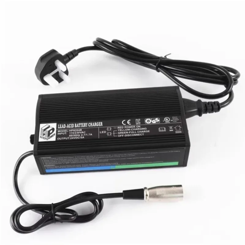 شاحن حمض 24 فولت 5 أمبير AGM GEL b-at-tery مع شهادة C-E UL ROHS KC للدراجات البخارية المتحركة أو الكراسي المتحركة الكهربائية HP8204B 1