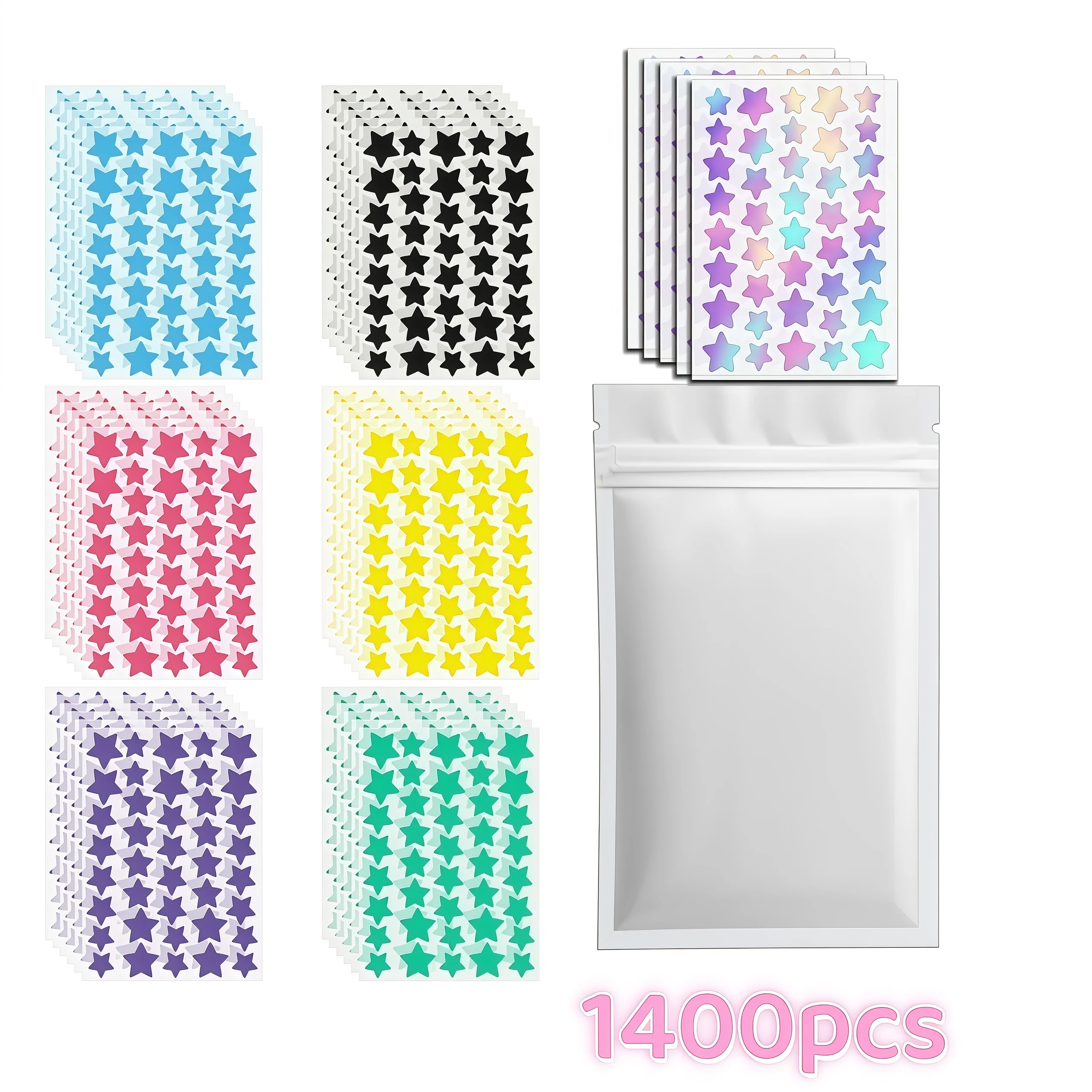 560/1400pcs Deep-Cleansing 7-Color Star Patch Set — Multitone Unisex Spot Cover Stickers for All Skin Types