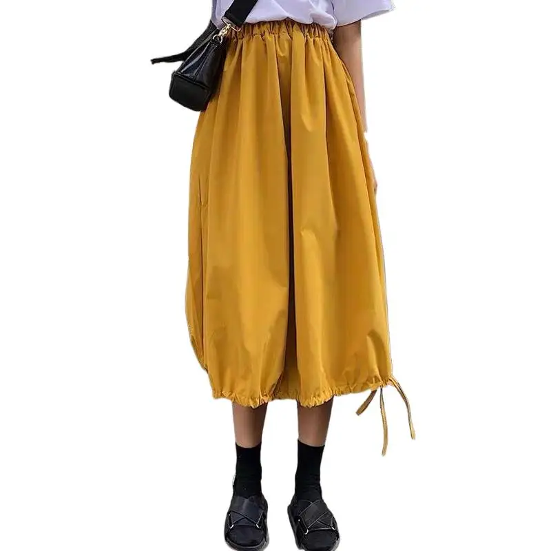 

White Black purple cotton linen Skirt Women 2025 Korean High Waist School Lantern skirt Plus size Autunm long skirts 5XL 6XL