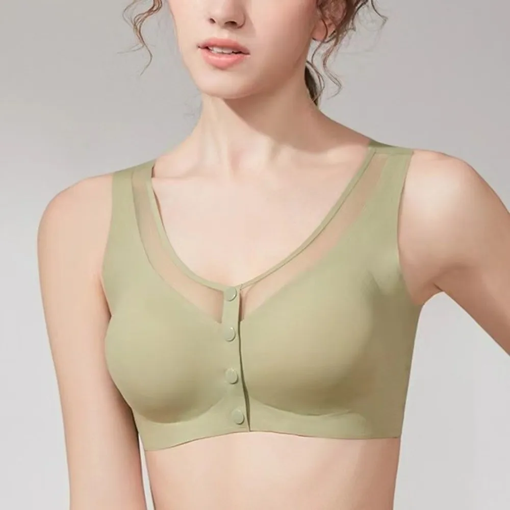 

Бесшовный бюстгальтер с поддержкой передней пуговицы, нижнее белье с эффектом пуш-ап, нижнее белье для женщин, большой размер, тонкий беспроводной бюстгальтер с глубоким V-образным вырезом для девочек
