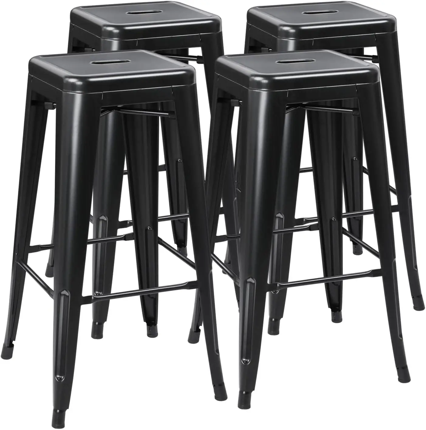 30 Inches Metal Bar Stools High Backless Stools Bar Height Stools Patio Furniture Indoor/Outdoor Stackable Chair Set of 4